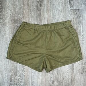 Quince small Army Green Organic Cotton Linen Twill Pull On Shorts casual